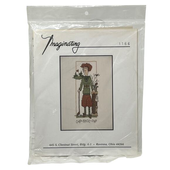 Imaginating Cross Stitch Kit #1166 GOLFER Chip Birdie Par Vintage - Picture 1 of 3